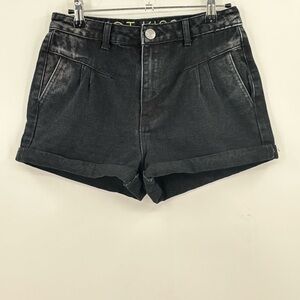 Hot Kiss Black Denim Pleated Front Junior's Jean Shorts, 5